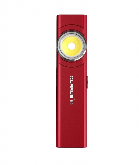 Lanterna EDC Klarus E5, 600 lm, baza magnetica, clips, incarcare USB-C, EDC, dublu LED pentru apropiere si distanta, rosu [1]