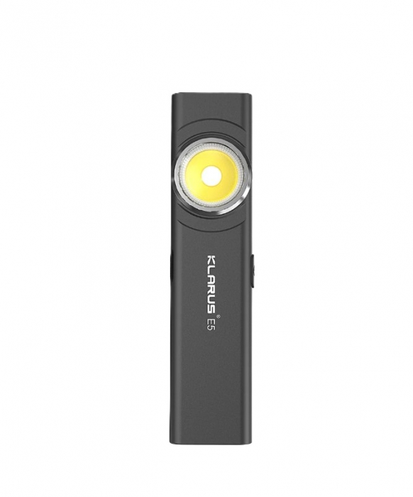 Lanterna EDC Klarus E5, 600 lm, baza magnetica, clips, incarcare USB-C, EDC, dublu LED pentru apropiere si distanta, gri metalizat [1]