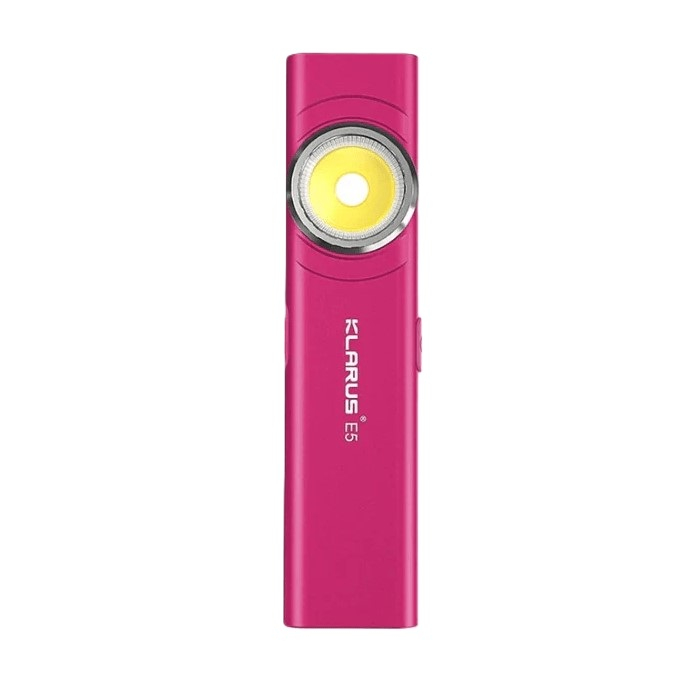 Lanterna EDC Klarus E5, 600 lm, baza magnetica, clips, incarcare USB-C, EDC, dublu LED pentru apropiere si distanta, roz [1]