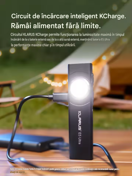 Lanterna EDC Klarus E5 Ultra, 800 lumeni, 3 surse de lumina, acumulator 1400mAh, USB-C, magnet, clema, negru, IPX4 [10]