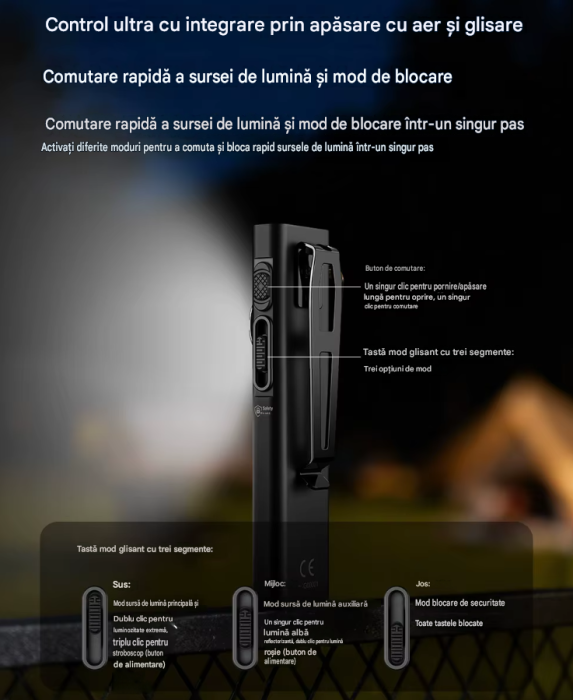 Lanterna EDC Klarus E5 Ultra, 800 lumeni, 3 surse de lumina, acumulator 1400mAh, USB-C, magnet, clema, negru, IPX4 [8]