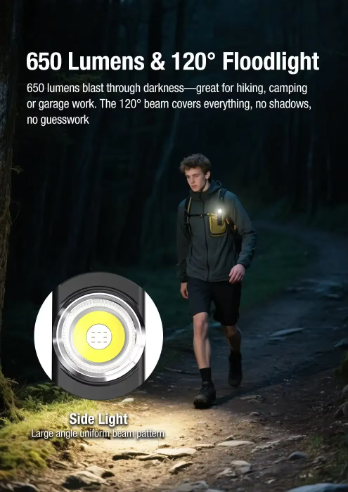 Lanterna EDC Klarus E5 Plus, 650 lumeni, 3 culori de lumina, dual switch, USB-C, acumulator 500mAh, baza magnetica, verde, IPX4 [8]
