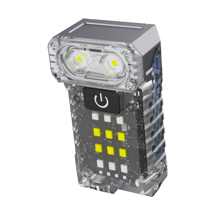 Lanterna LED multifunctionala EDC KXK-1086, 400 lm, cap rotativ 90°, UV, lumini rosu/albastru/alb, 1200mAh, magnet,  suport cap, USB-C, IP44, fluorescent [2]