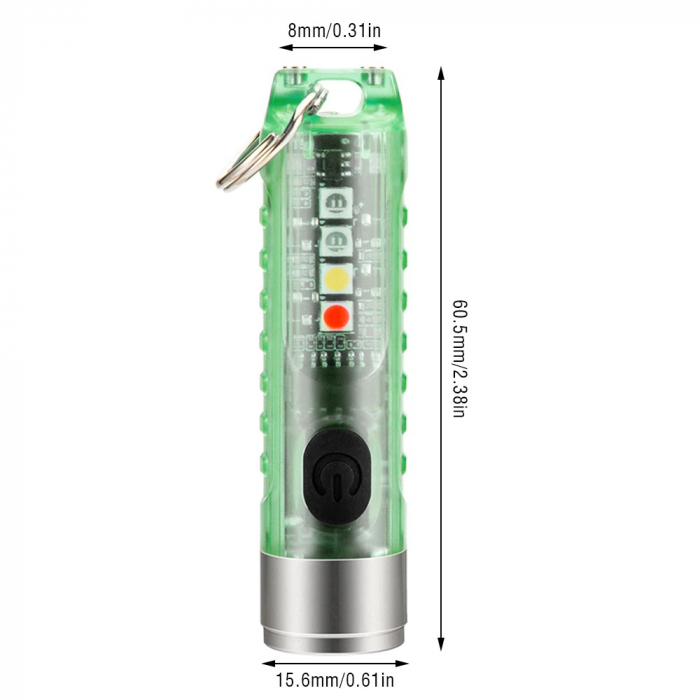 Lanterna reincarcabila tip breloc verde, S11 TIKI, 400lm, UV, 11 moduri [3]