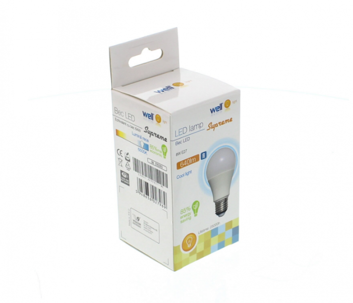 Bec cu led E27 8W 230V lumina rece Supreme Well LEDLC-A608E27-WL [2]