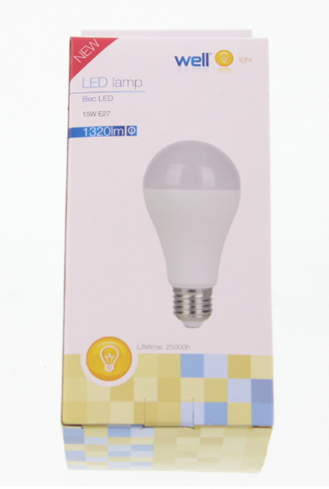 Bec cu led A65 E27 15W 230V lumina rece Well LEDLC-A6515E27-WL [3]