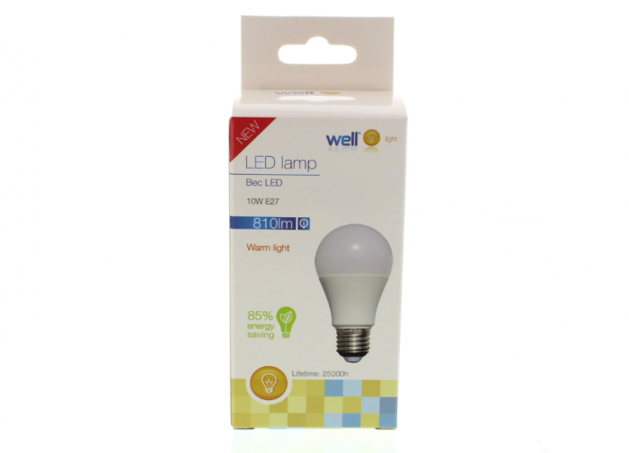 Bec cu led E27 10W 230V lumina calda Well LEDLW-A6010E27-WL [2]