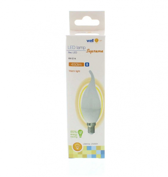 Bec cu led lumanare E14 6W 230V lumina calda Well LEDLW-C376E14/FL-WL [2]