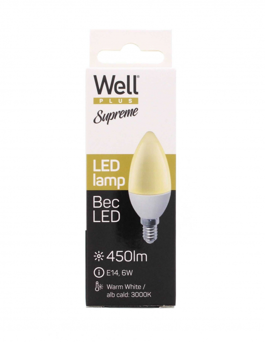 Bec cu led lumanare E14 6w 230V lumina calda Well LEDLW-C376E14-WL [3]
