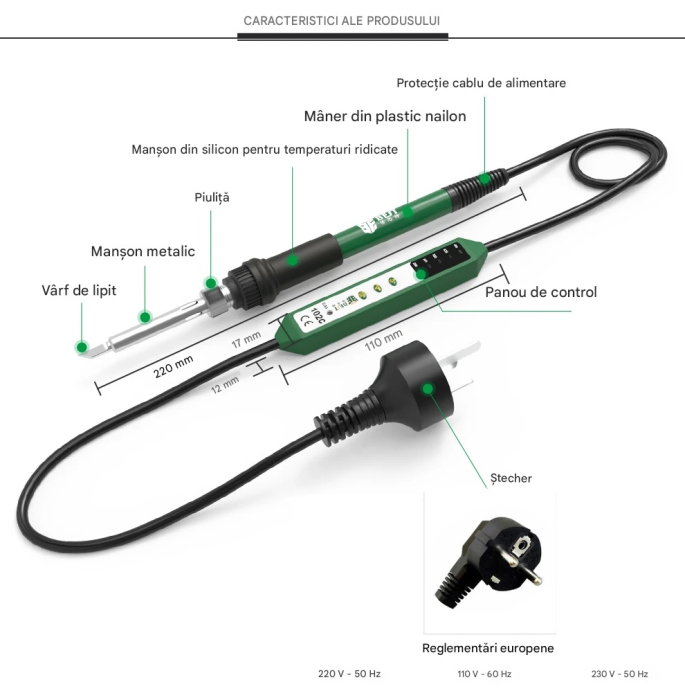 Letcon electric BST-102C 60W, temperatura reglabila 280-480°C, 220V [3]