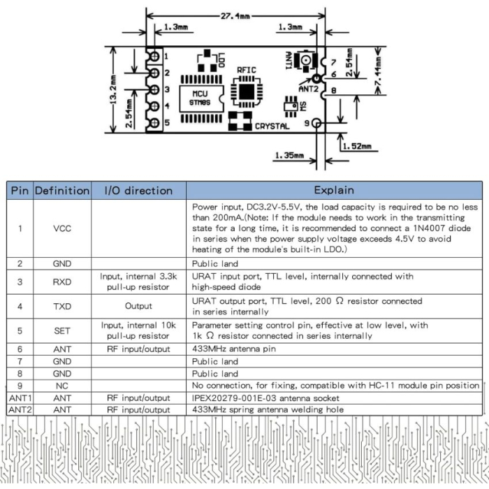 Transmitator wireless HC-12, SI4438, UART, 433 MHz, 1 km, antena spirala, compatibil Arduino si Raspberry Pi [4]