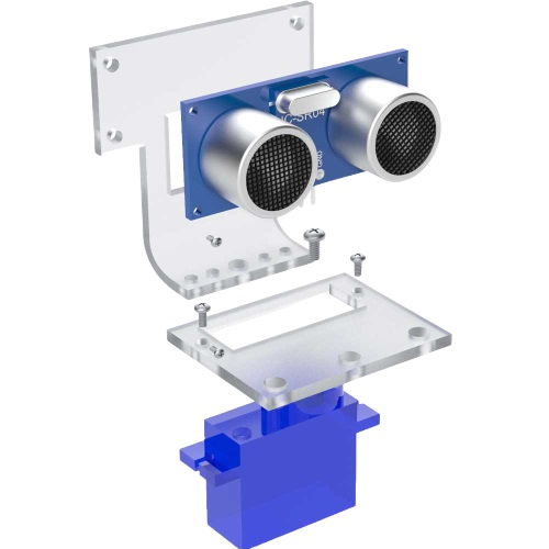 Sasiu din plexiglas pentru senzor ultrasonic HC-SR04 cu montare pe motor servo SG90 OKY0011-3 [2]