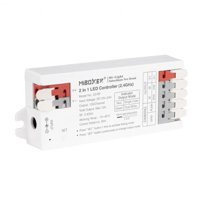 Controller Dimmer Led RF 2.4GHz, Monocrom/Dual, 12-24VDC MiBoxer E2-RF [1]