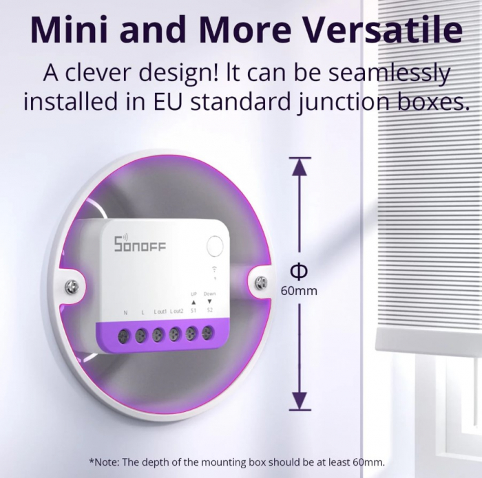 Mini-comutator smart Sonoff MINI-RBS, Wi-Fi + Matter, 1A, Control procentual, Programare, Compatibil Alexa, Google Assistant si Apple Home, Alb [4]