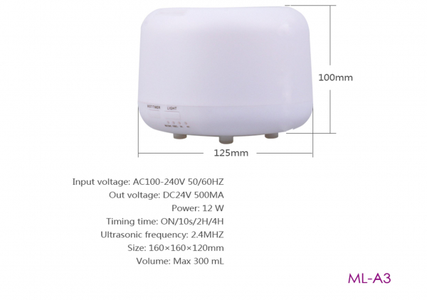 ML-A3 Difuzor aromaterapie alb cu telecomanda ( CADOU ULEI LAVANDA 10 ML ) [4]