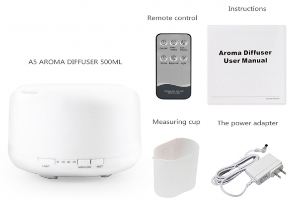 ML-A5 Difuzor aromaterapie alb cu telecomanda [2]