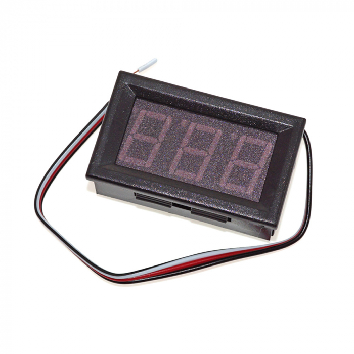 Voltmetru de panou afisaj rosu, carcasa din plastic, 0-30V cu 3 fire OKY4092-Red [2]