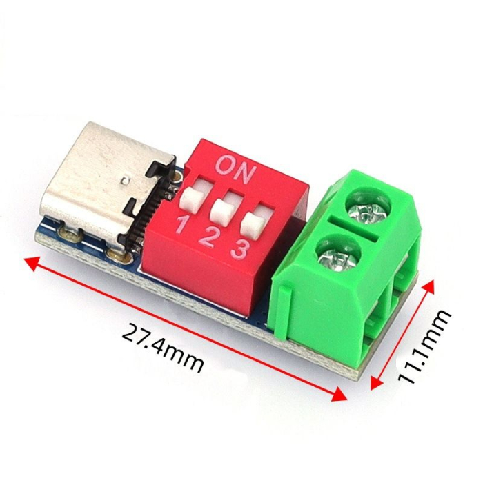 Placa USB-C PD Trigger, selectie tensiune 5-20V, comutator DIP si borne cu surub (OKYNL0103) [4]