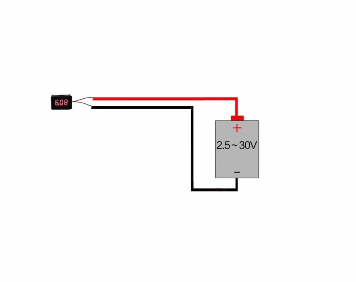 Voltmetru de panou albastru 0.28" cu 2 fire OKY4094-Blue [3]