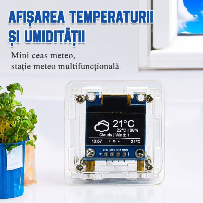 Kit DIY ceas meteo Wi-Fi ESP8266 cu afisaj OLED 0.96 inch, 5V (TJ-56-654) [3]