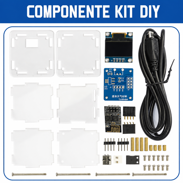 Kit DIY ceas meteo Wi-Fi ESP8266 cu afisaj OLED 0.96 inch, 5V (TJ-56-654) [6]