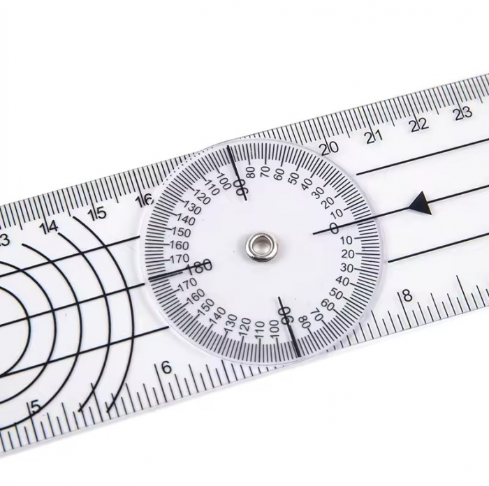 Goniometru rotativ 360°, rigla 0-360 mm, PVC, masurare unghiuri medical, tehnic, DIY [4]