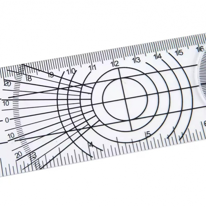Goniometru rotativ 360°, rigla 0-360 mm, PVC, masurare unghiuri medical, tehnic, DIY [5]