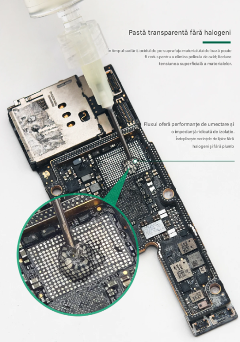 Pasta lipire VB-558 in seringa 10g, flux fara curatare, pentru electronica si reparatii placi [3]