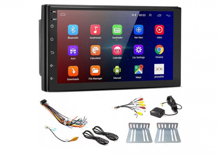 Player multimedia cu display de 7 inch, 2 DIN, Android 13, Suport iOS, Navigatie GPS, 2 GB RAM + 64 GB Stocare [3]