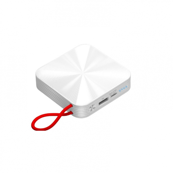 Powerbank compact 10000 mAh alb Konfulon A5Q-T, cablu Type-C + 1xUSB Type-C + 1xUSB-A, PD 20W, USB 22.5W [1]