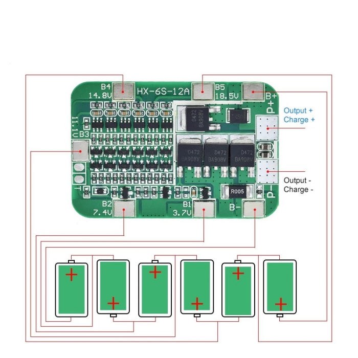 Protectie BMS pentru 6 celule Li-Ion 18650 24V 15A OKY3399-12 [3]