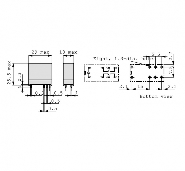 Releu electromagnetic 12VDC 5A DPDT THT G2R-2-12VDC [3]