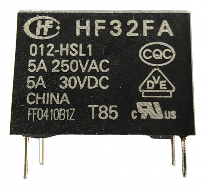 Releu electromagnetic HF32FA/012-HSL1, 12V DC, 5A, SPST-NO, miniatural, montaj THT [1]