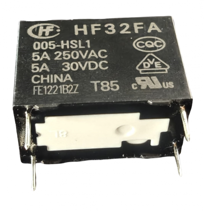 Releu electromagnetic HF32FA/005-HSL1, 5V DC, 5A, SPST-NO, miniatural, montaj THT [2]