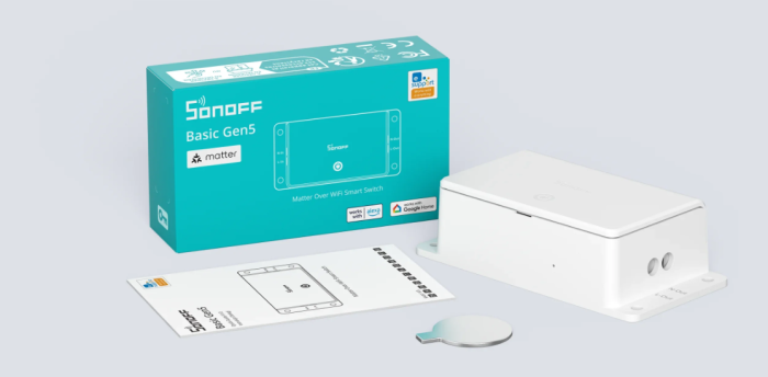 Smart Switch SONOFF Basic Gen5,  Matter over WiFi, 100-240V AC, 10A, 1CH, releu inteligent, compatibil Apple Home Google Alexa, BASIC-1GS [7]