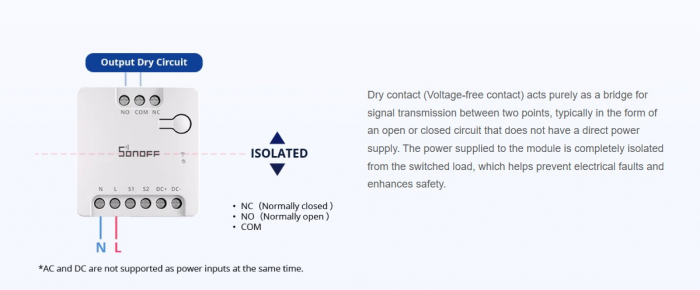 Releu Smart Wifi Sonoff MINI-D, 2A, 1 canal , contact uscat AC-DC , Matter support [3]
