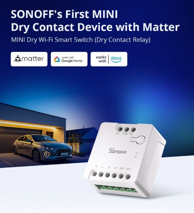 Releu Smart Wifi Sonoff MINI-D, 2A, 1 canal , contact uscat AC-DC , Matter support [4]