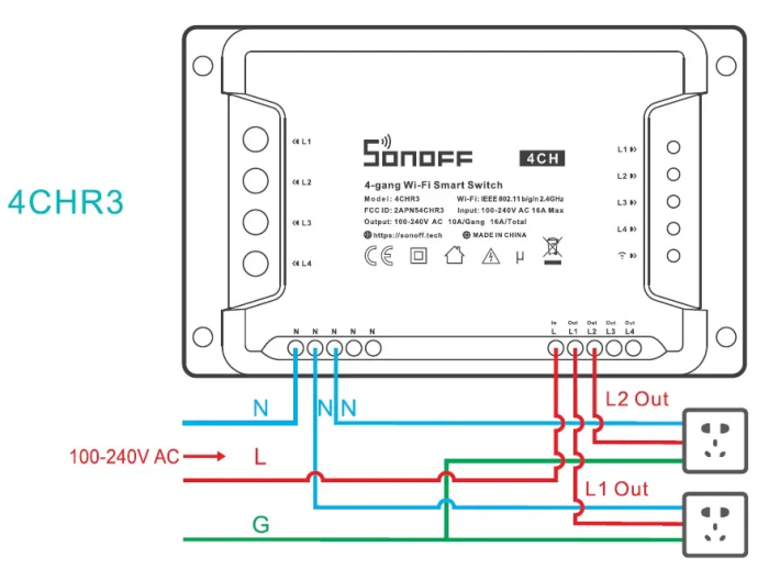 Releu wireless Wi-Fi 4 canale Sonoff 4CH R3 [3]