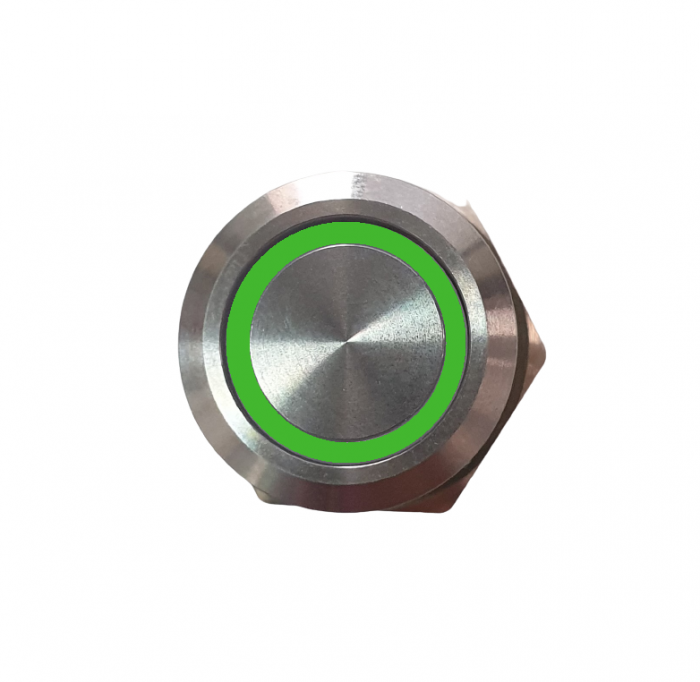 Buton SPST fara retinere cu led 24V verde 16mm OFF-(ON) [3]