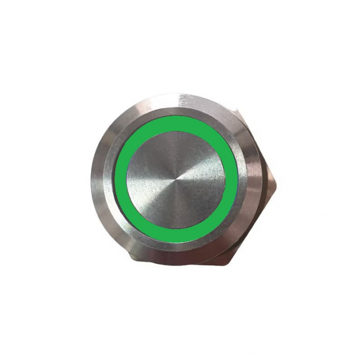 Buton metalic fara retinere 24V 22mm cu led verde S22-FJ11-EG/24V [3]