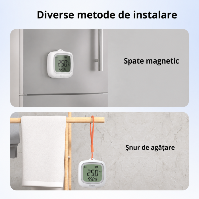 Senzor smart SONOFF temperatura si umiditate Zigbee 3.0 cu ecran LCD 2.2 inch si protectie IP65 pentru monitorizare ambientala (SNZB-02WD) [5]
