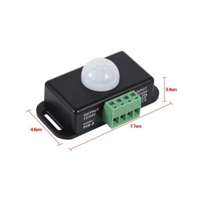 Senzor PIR pentru banda led 12-24V 6A PIR-8 [2]