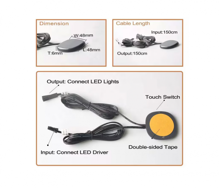 Intrerupator touch pentru banda led 5V/12V/24V cu functie dimmer 9030-TD [2]