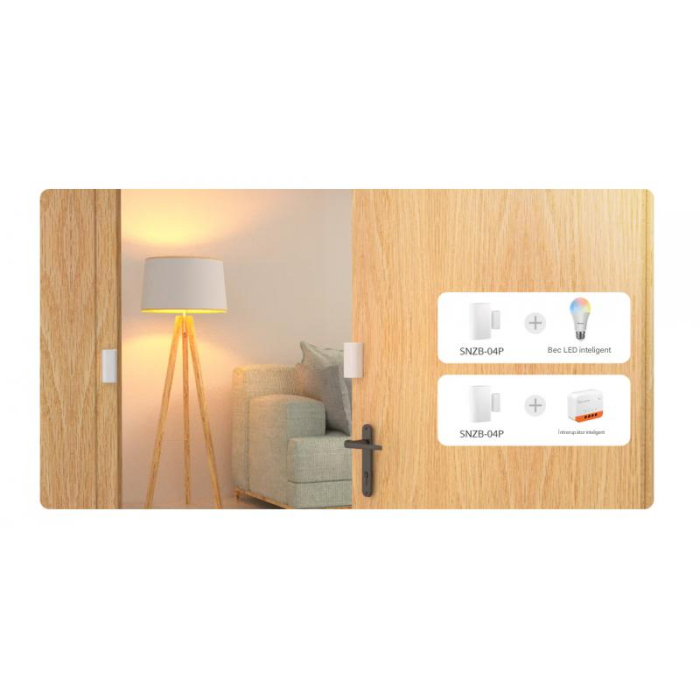 Senzor Zigbee usa/fereastra SONOFF, SNZB-04P, detectie deschidere/inchidere, tamper alert, compatibil eWeLink si hub-uri Zigbee 3.0 [10]
