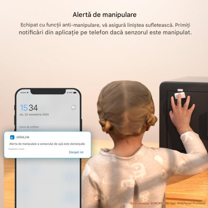 Senzor Zigbee usa/fereastra SONOFF, SNZB-04P, detectie deschidere/inchidere, tamper alert, compatibil eWeLink si hub-uri Zigbee 3.0 [8]