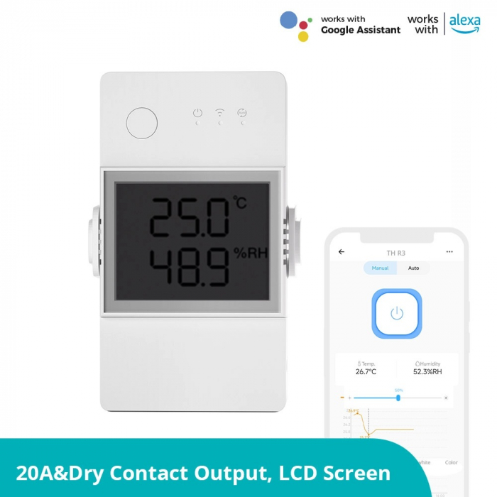 Releu smart SONOFF TH ELITE 20A, monitorizare temperatura si umiditate [2]