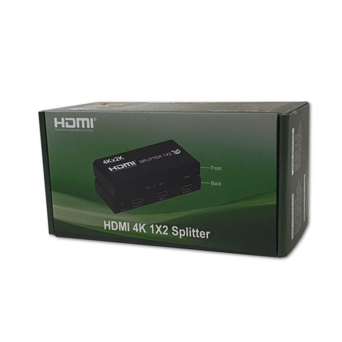 Splitter HDTV 1x2 4K UHD, distributie semnal 2 monitoare, 3D, 3840x2160, amplificare activa, alimentare 5V [5]