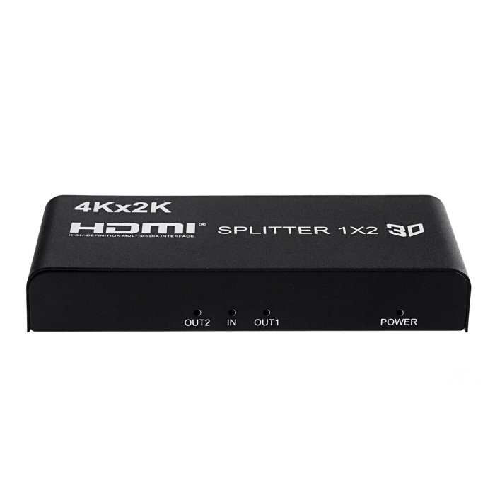 Splitter HDTV 1x2 4K UHD, distributie semnal 2 monitoare, 3D, 3840x2160, amplificare activa, alimentare 5V [2]