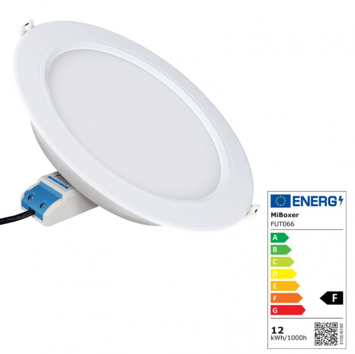Spot LED incastrat MiBoxer, FUT066, 12W, RGB+CCT,  2.4GHz, 2700-6500K, 1100lm, AC 100-240V, alb [2]
