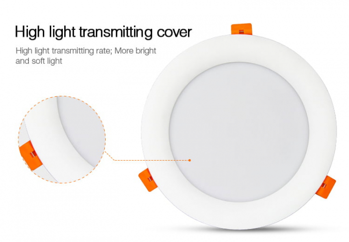 Spot LED MiBoxer FUT065, 18W, incastrat, RGB+CCT, 1500LM,  2700K-6500K, lumina ajustabila, 2.4GHz, control de la distanta 30m, AC100-240V, alb [8]